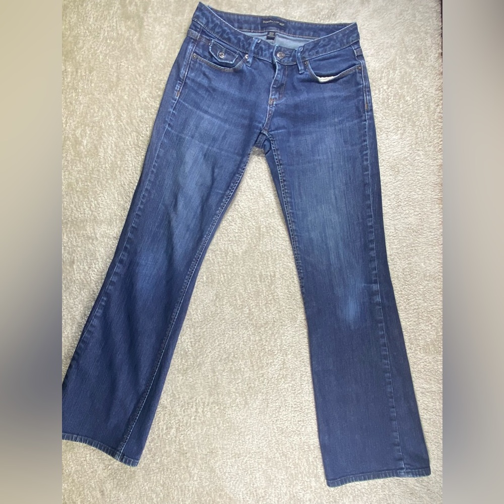 Banana Republic Jeans Women 26/2R Blue Denim Flare Button Pockets Used # 231